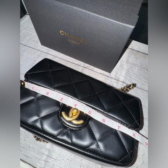 Chanel Makeup Bag crossbody purse chain CC black charm bucket bag pouch - Picture 6 of 8